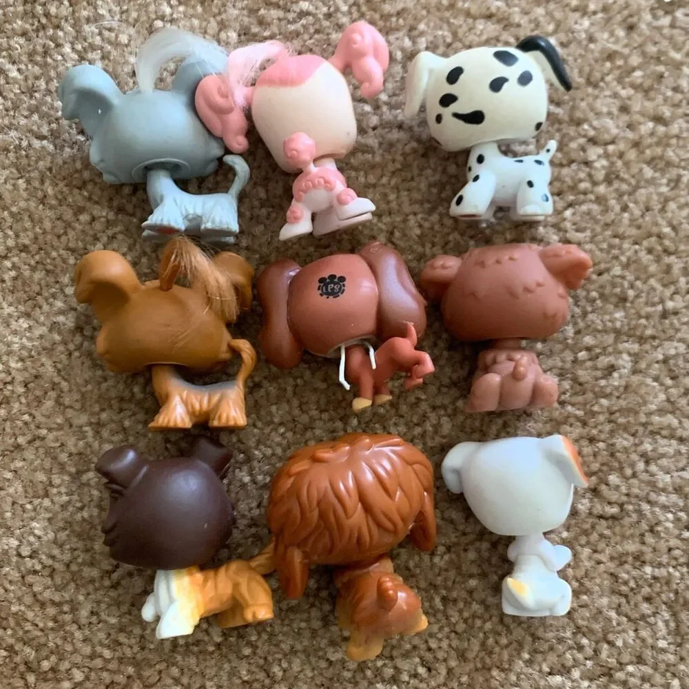Littlest pet shop lot of 9 dogs poodle Dalmatian collie